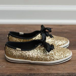 Kate Spade Keds X New York Glitter in Gold Glitter Size 6.5